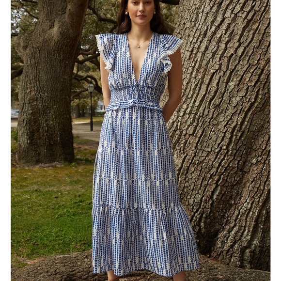 Blue and White Patterned Dress - Picture 2 of 7